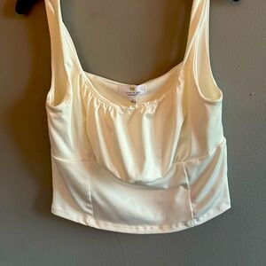 Cream cropped tank top